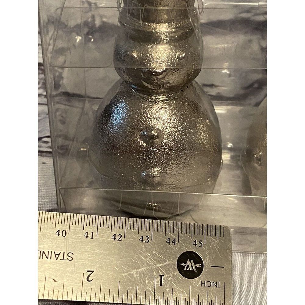Set of 2 Silver Snowmen Taper Candle Holders - Picture 8 of 8